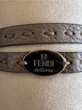 Fendi Selleria Black Metallic Logo Plaque Bracelet